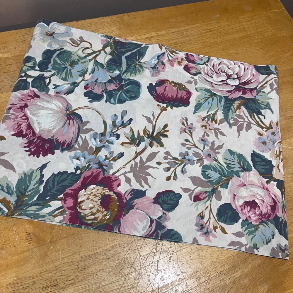 Vtg Croscill Floral‎ Window Valance Rose Peony Pink Green 90x17 Cottagecore USA